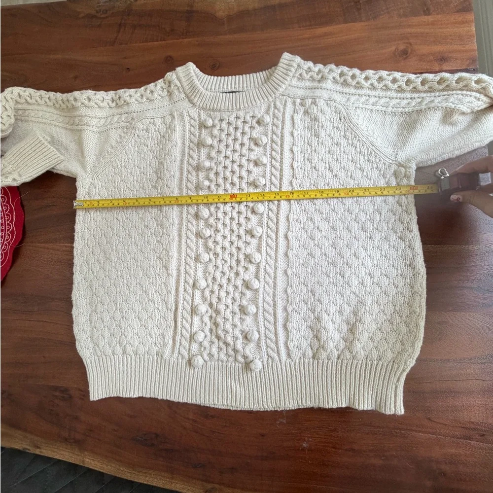 J CREW POPCORN CABLE KNIT SWEATER XL beige cream wool blend winter classic - Picture 4 of 9